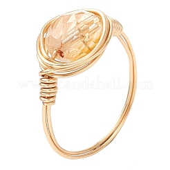 Ovale Fingerringe aus natürlichem Rosenquarz&nbsp;RJEW-JR00802