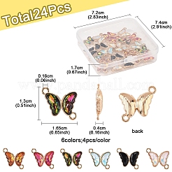 24 pz 6 colori lega vetro connettore ciondoli&nbsp;FIND-FS0003-51