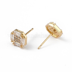Klare sechseckige Ohrstecker mit Zirkonia&nbsp;EJEW-L234-086G