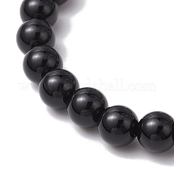 2 bracelet extensible en perles rondes en jade mashan naturel et onyx noir pour la Saint-Valentin pour couple&nbsp;BJEW-JB11649