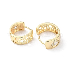 Pendientes de aro de circonio cúbico de micro pave de latón&nbsp;EJEW-P259-01G