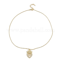 Collane con pendente in ottone placcato oro con micro pavé di zirconi trasparenti&nbsp;NJEW-L178-01G-03
