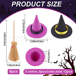 12 Stück Hexenhüte aus Polyester in 2 Farben&nbsp;AJEW-CP0005-50