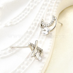 Boucles d'oreilles en laiton zircon cubique micro pavé clair&nbsp;EJEW-M103-01P