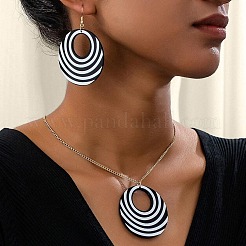Boho-Stil Zebramuster Runde Acryl Anhänger Halskette & baumeln Ohrring Sets&nbsp;FS-WG10A75-01