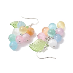 Orecchini pendenti con uva colorata in selenite naturale (tinta).&nbsp;EJEW-TA00499
