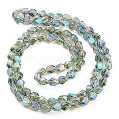Vollständig regenbogenbeschichtete galvanisierte transparente Glasperlenstränge&nbsp;EGLA-G037-04A-FR03