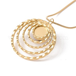 Collar con colgante redondo plano de cuarzo natural con cadena de serpiente de acero inoxidable 304&nbsp;NJEW-K244-06G