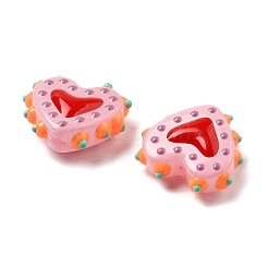 Perles de verre peintes perles bosselées cœur&nbsp;X-LAMP-V001-07C