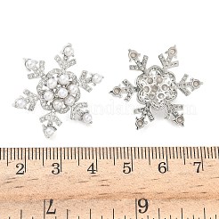 Schneeflocken-Ohrstecker aus Messing mit Mikropavé und Zirkonia&nbsp;EJEW-G452-03P