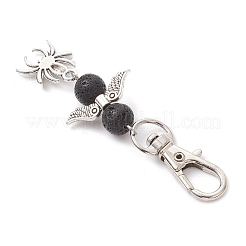 12 ciondolo decorativo in pietra lavica naturale e lega in stile tibetano per Halloween&nbsp;HJEW-JM03713