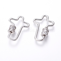 Messing Micro Pave Zirkonia Schraube Karabiner Schloss Charms&nbsp;ZIRC-I031-07P