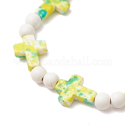 4 pz 4 colori tinti sintetici turchese perline rotonde braccialetti elastici per donne uomini&nbsp;BJEW-JB11609
