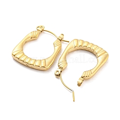 Boucles d'oreilles créoles rectangulaires texturées en acier inoxydable 304 pour femmes&nbsp;EJEW-C067-08G