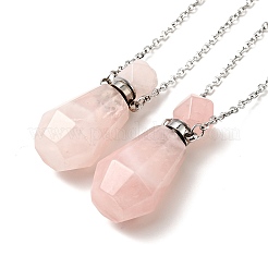 Colliers pendentif bouteille de parfum en pierre mélangée naturelle et synthétique à facettes ouvertes pour femmes&nbsp;NJEW-F296-03P