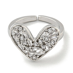Bague de manchette ouverte en laiton et zircone cubique&nbsp;RJEW-E296-05P