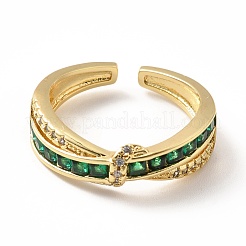 Bague de manchette ouverte entrecroisée de zircone cubique&nbsp;RJEW-H101-34G