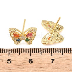 Ohrstecker aus Messing mit Mikropavé-Zirkonia für Damen&nbsp;KK-A305-09G-04