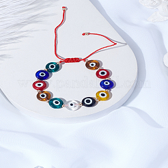 1 Stück 10 mm buntes Glasarmband mit bösem Blick&nbsp;BJEW-LP0004-14