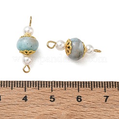 Breloques connecteurs en larimar naturel et perle de coquillage&nbsp;PALLOY-JF06033
