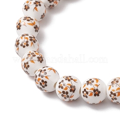 Handgefertigte Stretch-Armbänder aus Porzellan-Keramikperlen mit Blumendruck&nbsp;BJEW-JB11910-02
