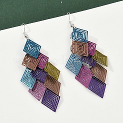 Boucles d'oreilles pendantes en forme de losange en acier inoxydable 430&nbsp;EJEW-A137-01P-03