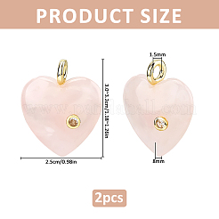 2pcs pendentifs en quartz rose naturel&nbsp;G-FH0002-76B
