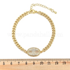 Braccialetti in ottone con micro pavé di zirconi trasparenti&nbsp;BJEW-M050-05G-03