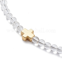 Pulsera y collar con cuentas de mal de ojo de resina y cristal de cuarzo natural&nbsp;SJEW-JS01253