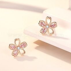 Sakura-Blumen-Ohrstecker aus Sterlingsilber mit Zirkonia&nbsp;FS-WGCE9CB-02