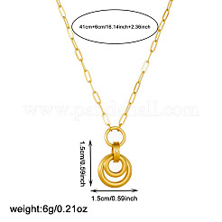 Colliers pour femmes avec pendentif double anneau en acier inoxydable 304 et chaîne trombone&nbsp;WG87DD9-01