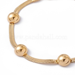 Bracciale a catena a spina di pesce con perline semicircolari in acciaio inossidabile 304 placcato ionico (ip) per donna&nbsp;BJEW-G656-01G