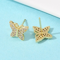 Boucles d'oreilles en laiton zircon cubique micro pavé clair&nbsp;EJEW-F400-02D-G