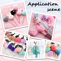 12 pièces 6 couleurs faites à la main en fausse fourrure de lapin pom pom ball pendentifs couverts&nbsp;WOVE-SC0001-07