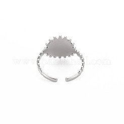 Anello polsino aperto piatto rotondo in acciaio inossidabile 304 anti-ossidazione con lettera iniziale per uomo e donna&nbsp;RJEW-S405-246P-L