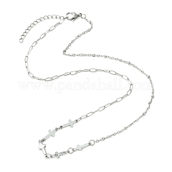 Collares de cadena con cruz religiosa de acero inoxidable 304 para mujer&nbsp;NJEW-JN06157