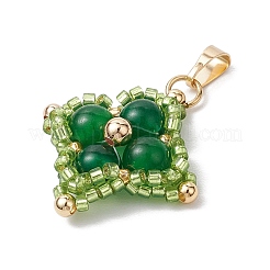 Gefärbte natürliche malaysische Jade & Glasperlen gewebte Anhänger&nbsp;PALLOY-MZ00365-01