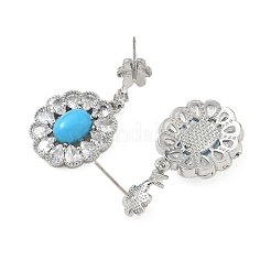 Fornituras de aretes de circonita cúbica con pavé de latón&nbsp;KK-C172-12P