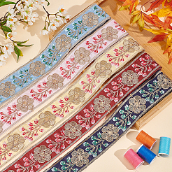 5 Yards 5 Farben Polyester Stickerei Blumenband&nbsp;OCOR-FG0001-87