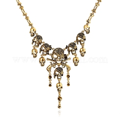 Collar babero de aleación de calavera&nbsp;NJEW-L175-01AG