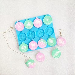 12 Konstellationen flache runde DIY-Anhänger-Silikonformen&nbsp;DIY-G062-A01