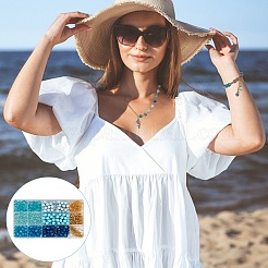 Kit fai da te per realizzare braccialetti/orecchini con perline di ottone e vetro&nbsp;DIY-FG0006-75