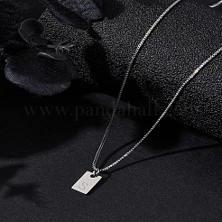 Collier avec pendentif rectangulaire en forme de lettre en acier inoxydable 1 pièce&nbsp;NJEW-LP0001-34S-P