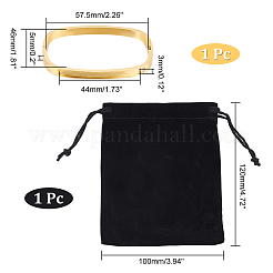 1 brazalete rectangular con bisagra de circonita cúbica transparente&nbsp;BJEW-UN0001-37G