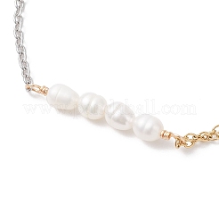 Pulseras de eslabones de perlas naturales cultivadas de agua dulce&nbsp;BJEW-JB12865