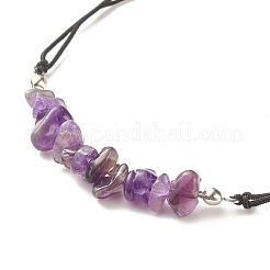 Geflochtenes Perlenarmband aus natürlichen Amethystsplittern&nbsp;BJEW-JB08019-09