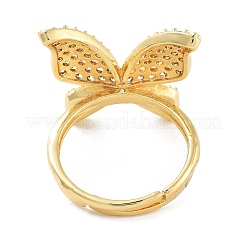 Bagues réglables en laiton plaqué avec micro pavé de zircones cubiques pour femmes&nbsp;RJEW-Z059-13G
