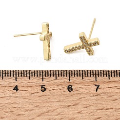 Ohrstecker aus Messing mit Mikropflaster und klarem Zirkonia&nbsp;EJEW-C186-18G-01
