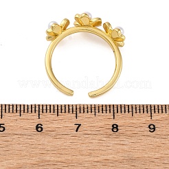 Offene Manschettenringe aus Messing mit Blumenmuster für Damen&nbsp;RJEW-G341-01G