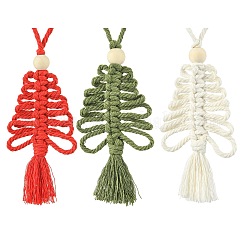 3 stücke 3 farben handgemachte makramee baumwolle weihnachten baum anhänger dekoration&nbsp;HJEW-JM02708